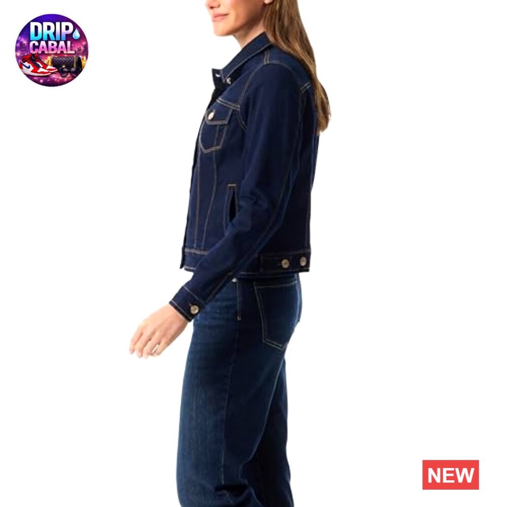 Classic Denim Jacket Button Front Stretch Fit Chi… - image 2